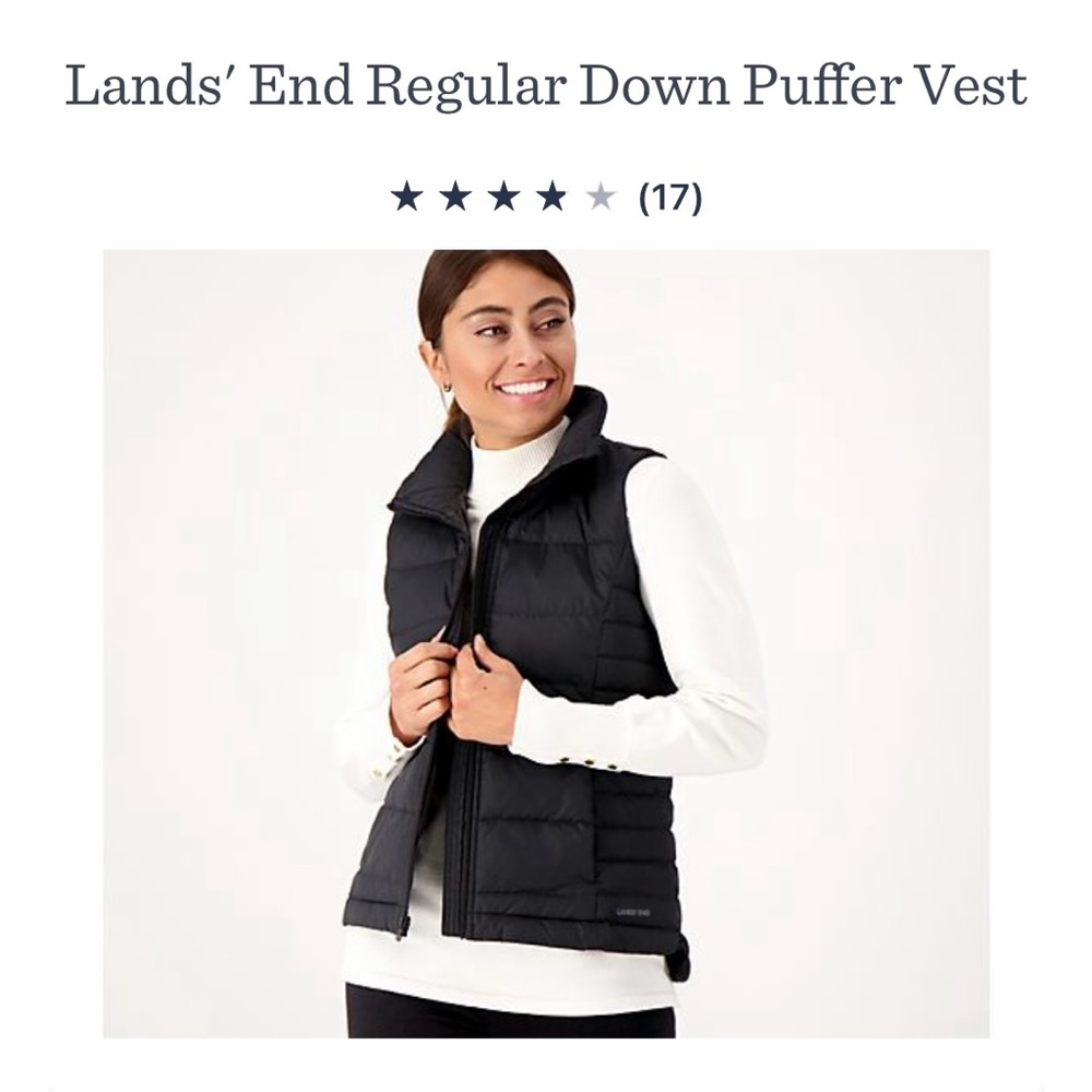 Lands’ End down puffer vest  size small.